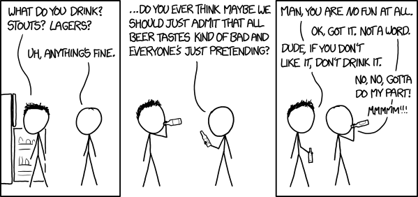 Cartoon about not really like the taste of beer