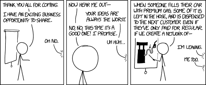 xkcd Comic 827: Wer dieselbe Idee hatte, teilt sich den Gewinn. Er muss sich nur melden.