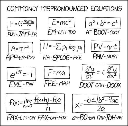 Commonly Mispronounced Equations
