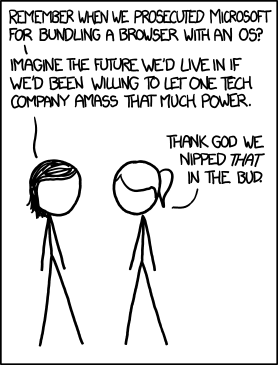 Facebook, Apple, and Google all got away with their monopolist power grabs because they don't have any 'S's in their names for critics to snarkily replace with '${body}#39;s.