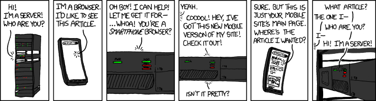 XKCD comic lampooning poor user agent detection.