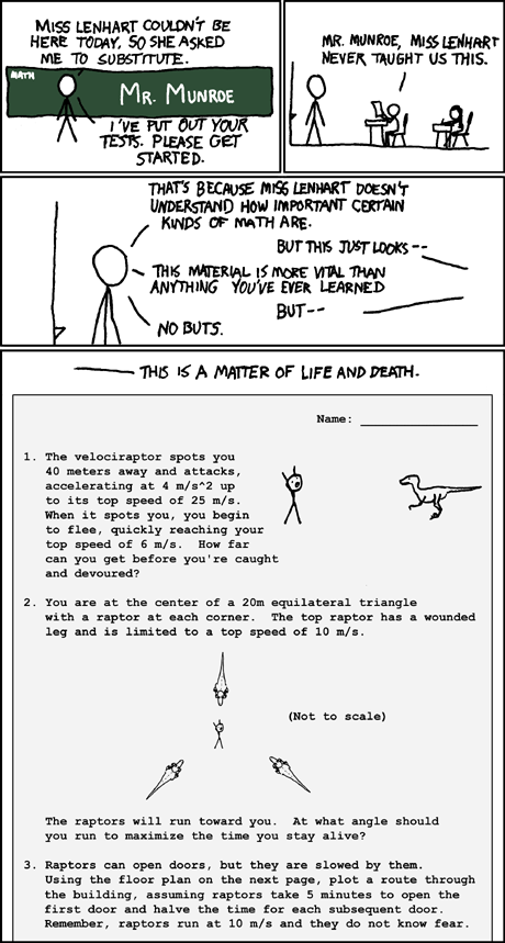 Math test with raptors