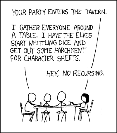 Stick people playing a tabletop role-playing game. From XKCD.com