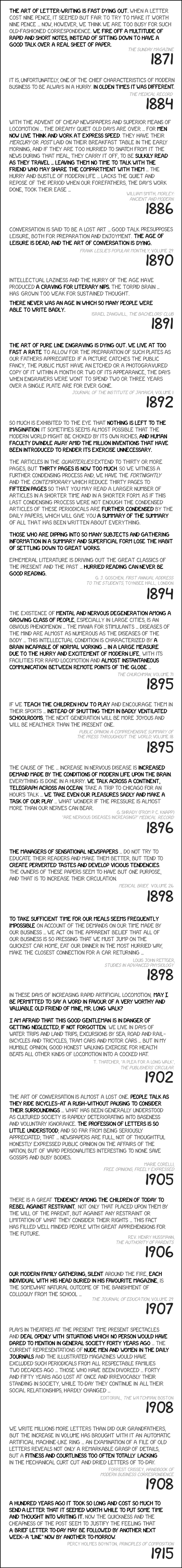 'Unfortunately, the notion of   marriage which prevails ... at the present time ... regards the   institution as simply a convenient arrangement or formal contract ...   This disregard of the sanctity of marriage marriage and contempt for its   restrictions is one of the most alarming tendencies of the present   age.' --John Harvey Kellogg, Ladies' guide in health and disease (1883)