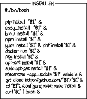 The failures usually don't hurt anything, and if it installs several versions, it increases the chance that one of them is right. (Note: The 'yes' command and '2>/dev/null' are recommended additions.)