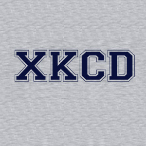The front of the xkcd college athletic style shirt.