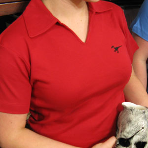 Red Female Polo, V-Neck, No Buttons