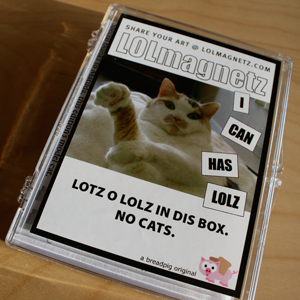 A box of LOLmagnetz.