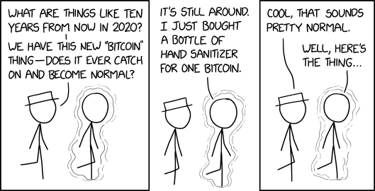 2030: "I just bought a house for one bitcoin. No, it's the equivalent of a dollar. Houses are often transferred for a nominal fee because the buyer is taking responsibility for containing the holo-banshees in the attic."