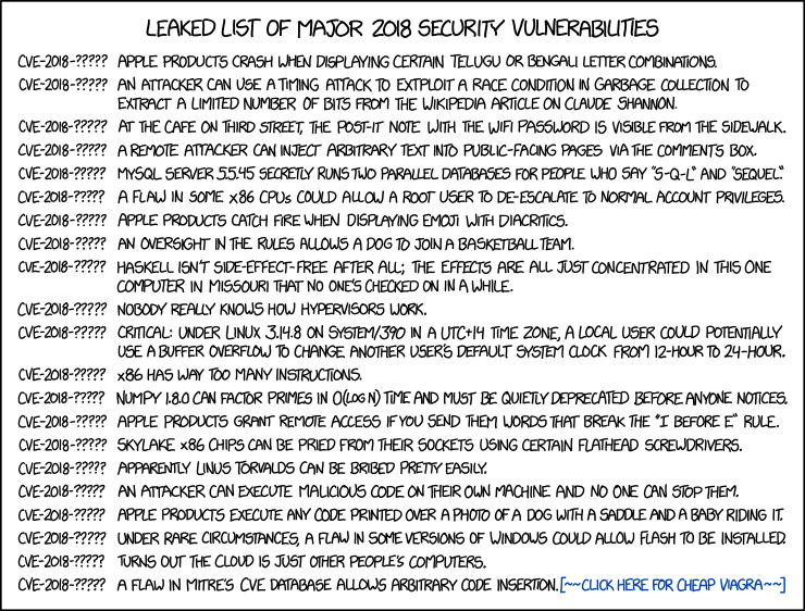 [xkcd on the 2018 CVE List]