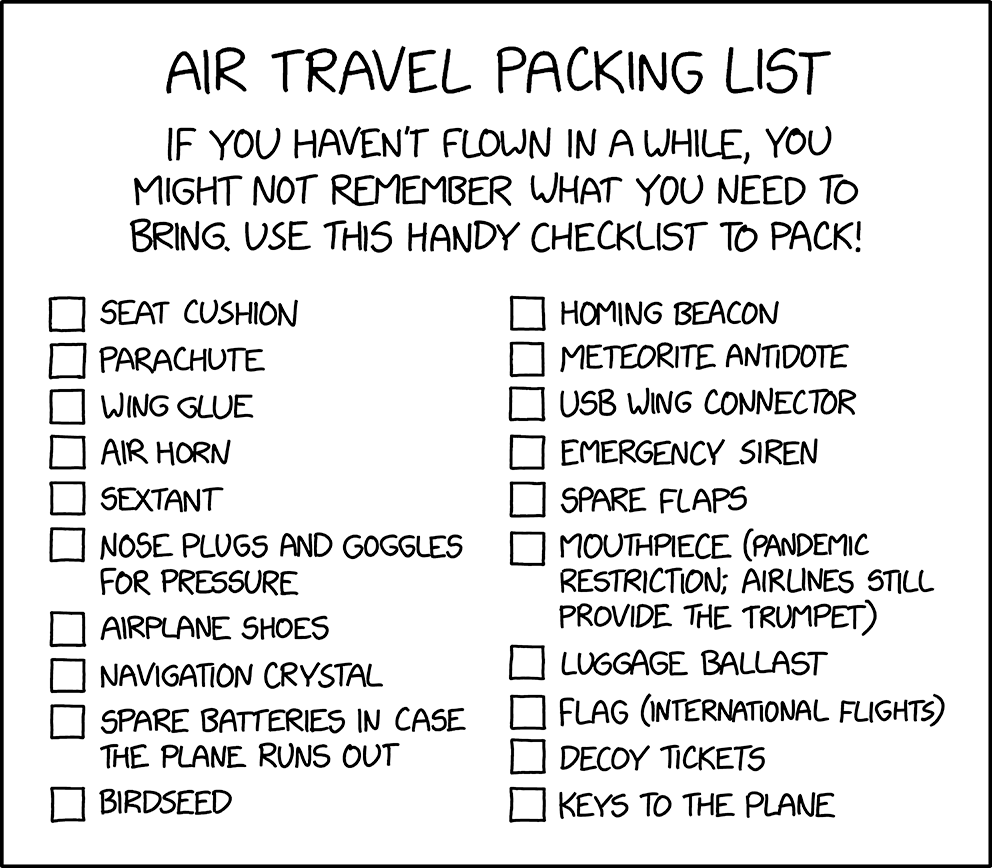 Air travel packing list 2x