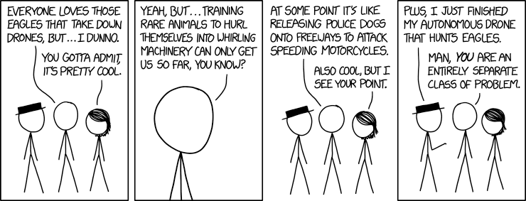 It's cool, it's totally ethical--they're all programmed to hunt whichever bird of prey is most numerous at the moment, so they leave the endangered ones alone until near the end.