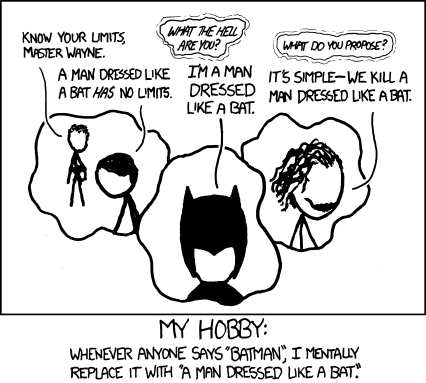 I'm really worried Christopher Nolan will kill a man dressed like a bat in his next movie. (The man will be dressed like a bat, I mean. Christopher Nolan won't be, probably.)