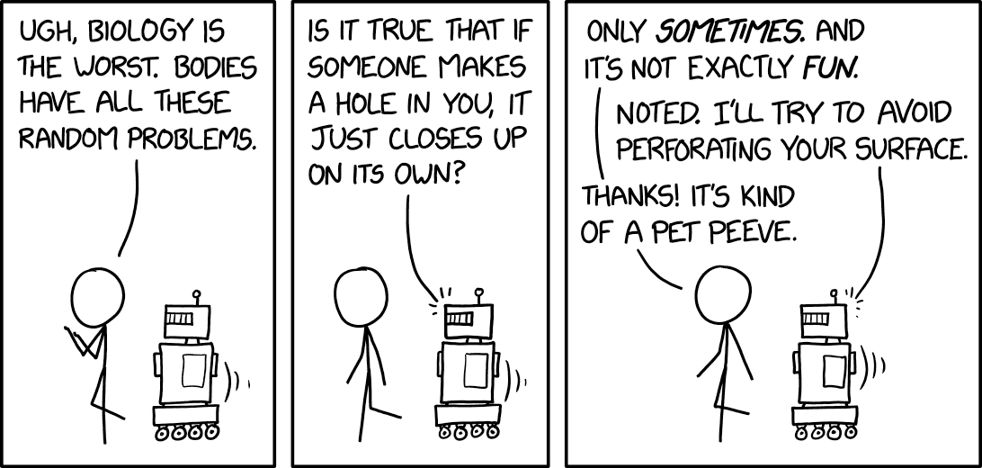 XKCD comic on biology vs. robotics