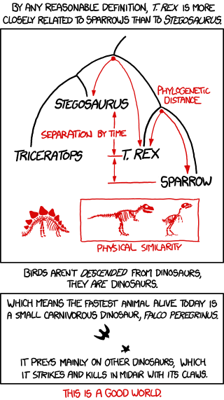 Sure, T. rex is closer in height to Stegosaurus than a sparrow. But that doesn't tell you much; 'Dinosaur Comics' author Ryan North is closer in height to certain dinosaurs than to the average human.