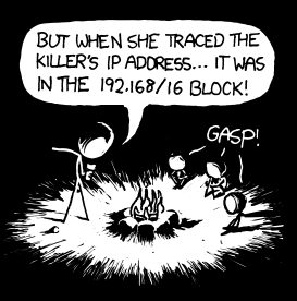 100 years later, this story remains terrifying--not because it's the local network block, but because the killer is still on IPv4.