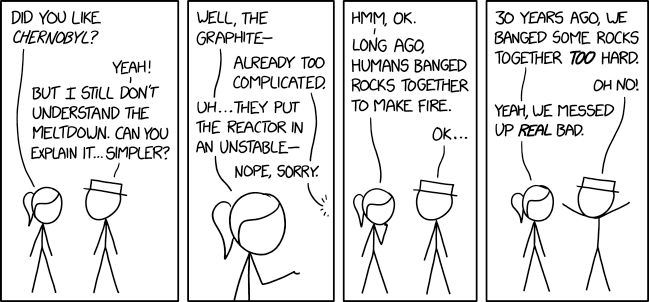 You know when you can't hear your speakers, and you keep turning various volume controls up higher and higher in confusion, and then someone hits the mute button and there's a deafening blast of sound? That's basically what happened at Chernobyl.