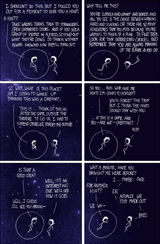 Making out with yourself: now an official xkcd theme?  Troubling.