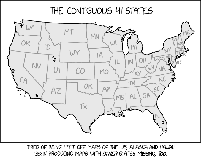 Linguists, settling some inscrutable grudge, have been steadily sneaking more backdated synonyms for 'sharing borders' into the dictionary. They've added 'contiguous,' 'coterminous,' 'conterminous,' and next year they're adding 'conterguous.'