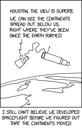 The inflection point was probably in late 1966 or 1967, so when Neil Armstrong flew to space on Gemini 8, plate tectonics was not widely accepted, but when he landed on the Moon three years later it was the mainstream consensus.