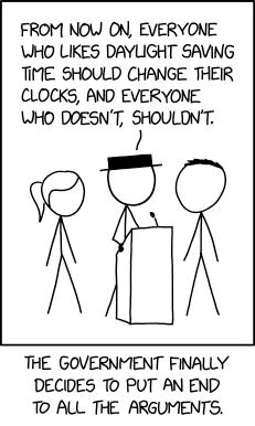 I average out the spring and fall changes and just set my clocks 39 minutes ahead year-round.