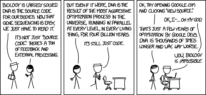 XKCD asserting that biology is impossible