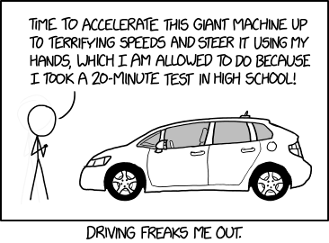 It's probably just me. If driving were as dangerous as it seems, hundreds of people would be dying every day!