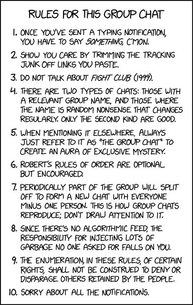 Group Chat Rules comic from XKCD