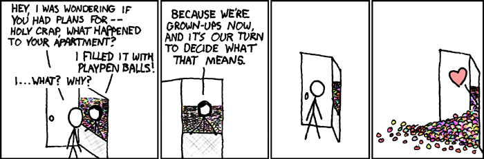 xkcd comic: a room filled with playpen balls.