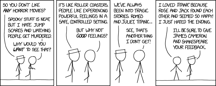 XKCD comic #2076, "Horror Movies 2"