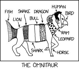 "My parents were both omnitaurs, which is how I got interested in recombination," said the normal human.