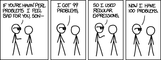 xkcd comic about regex causing more problems than they solve