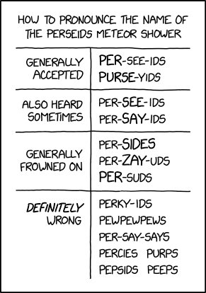 Perseids Pronunciation from xkcd