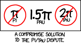 Conveniently approximated as e+2, Pau is commonly known as the Devil's Ratio (because in the octal expansion, '666' appears four times in the first 200 digits while no other run of 3+ digits appears more than once.)