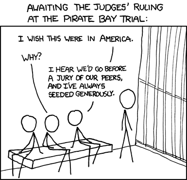 Awaiting The Judges' Ruling At The Pirate Bay Trial | XKCD [COMIC]