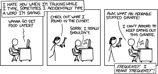 偶然のタイピングについての漫画XKCD