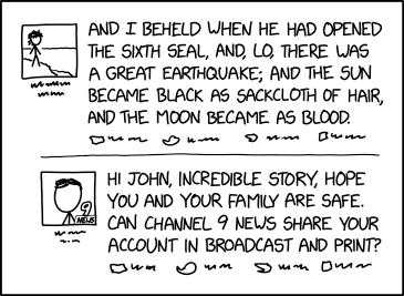 And the heaven departed as a scroll when it is rolled together, but then more heaven kept appearing to replace it, as if the scroll was infinite.