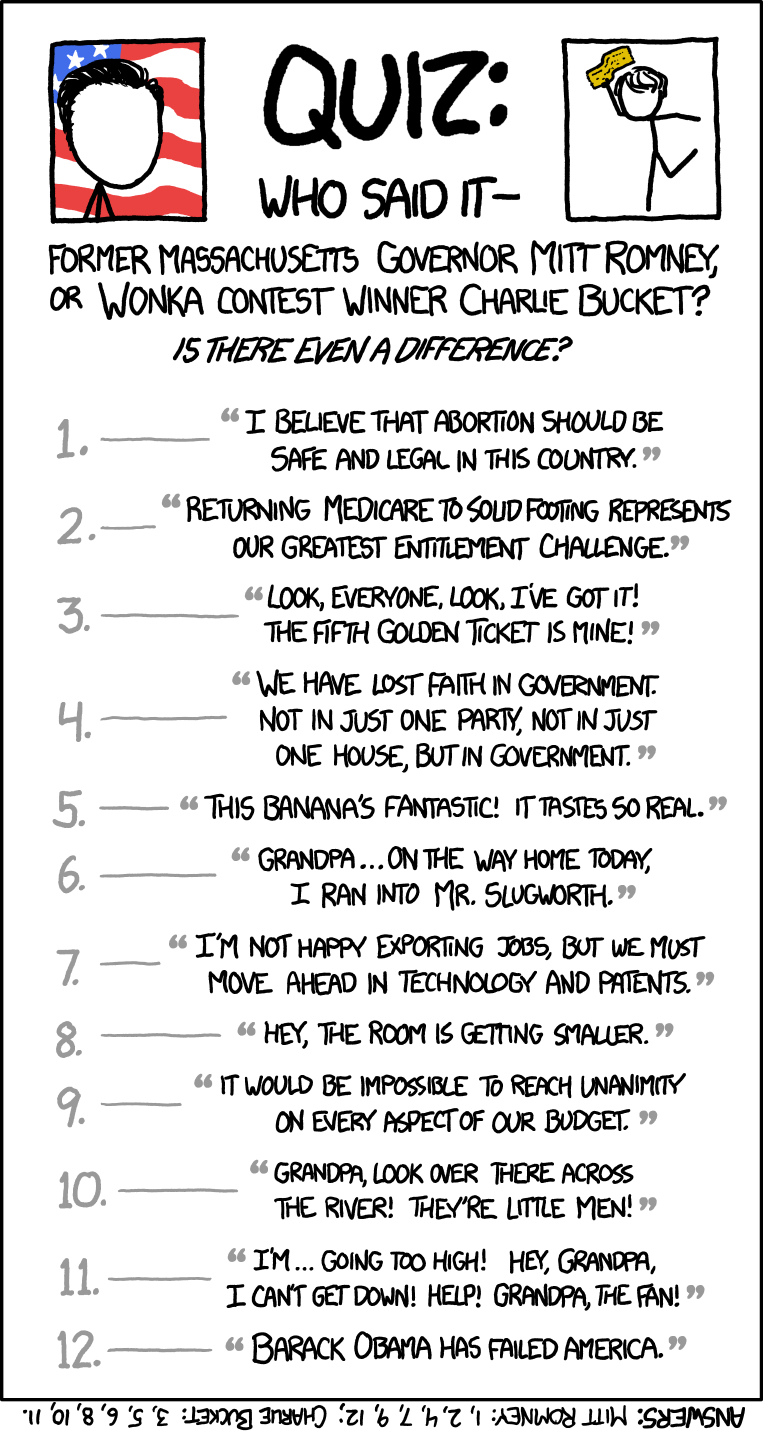 xkcd: Romney Quiz