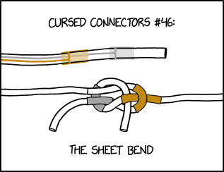 A left-handed sheet bend creates a much weaker connection, especially under moderate loads.