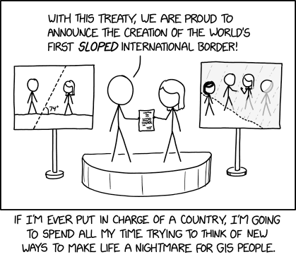 "The slope will be 74° at ground level." "Okay, I think we can hack together a  ... wait, why did they specify ground level? It's 74° everywhere, right? ... Oh no, there's a whole section in the treaty labeled 'curvature.'"