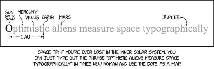 XKCD comic 'Space Typography'.