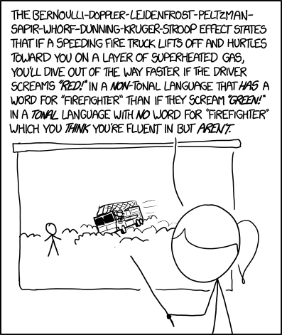 An XDCD comic playing on theories of language and perception