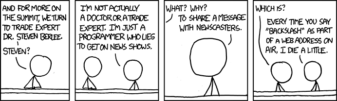 I mean, it's been almost twenty years. Now, it's possible you're simply embedding Windows directory paths in your URIs, but in that case you need more than just a short lecture.