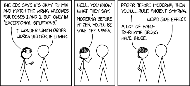 You know what they say: mRNA-1273 before tozinameran, you'll have to slay a banshee in a catamaran.