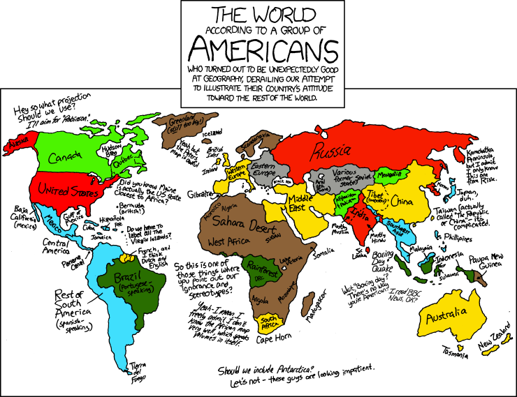 American Map Of The World xkcd: World According to Americans