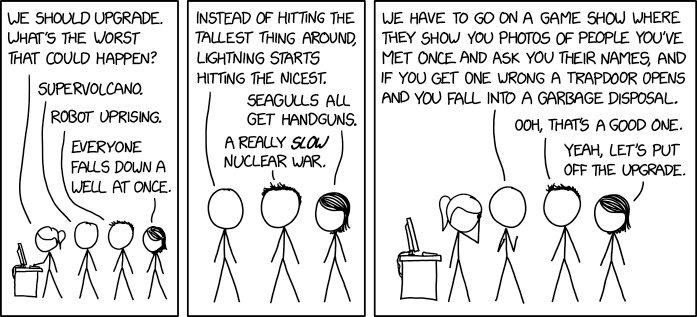 Before I install any patch, I always open the patch notes and Ctrl-F for 'supervolcano', 'seagull', and 'garbage disposal', just to be safe.